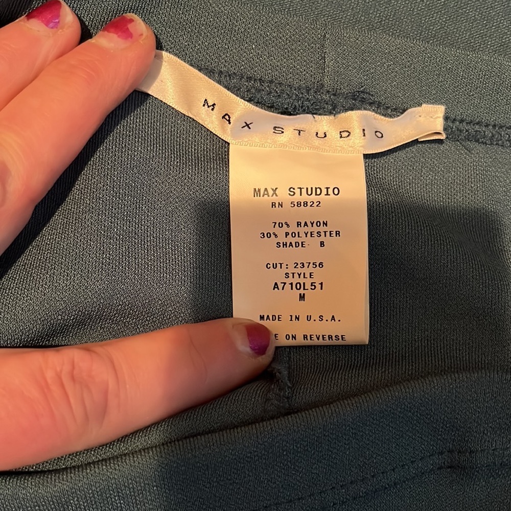 Max Studio  size Medium Teal blue 2 piece  3/4 sleeve top & pull on Maxi skirt - Picture 8 of 14